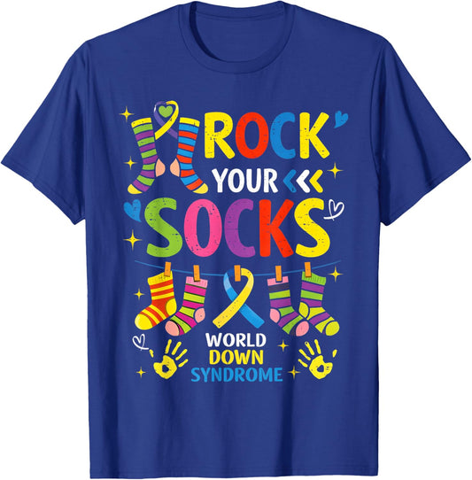 Rock Your Socks World Down Syndrome Support Men Women Kid T-Shirt - T-Shirt | Royal