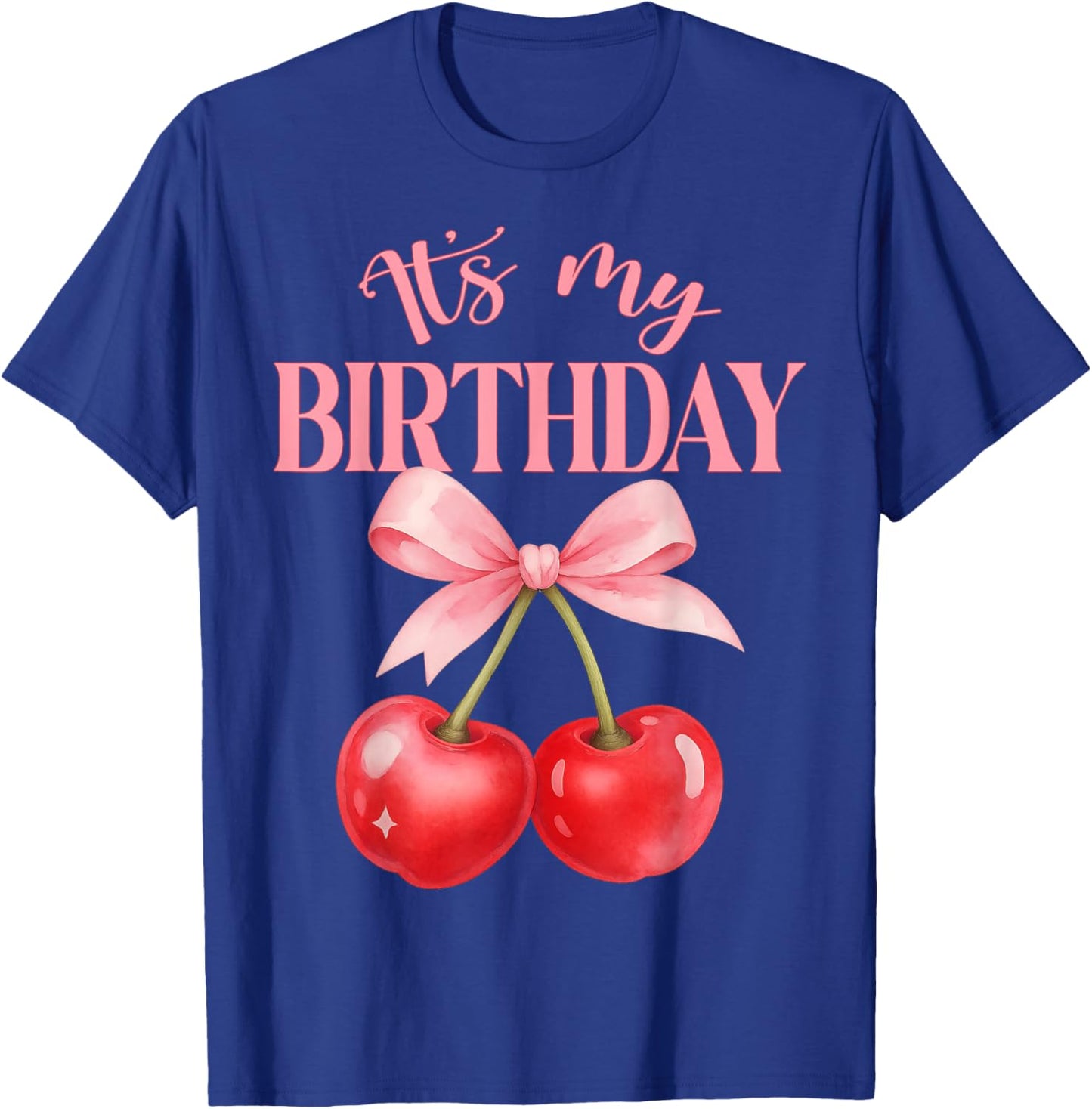 It's My Birthday Cute Coquette Bow Cherry Birthday Girl Kids T-Shirt - T-Shirt | Royal