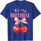 It's My Birthday Cute Coquette Bow Cherry Birthday Girl Kids T-Shirt - T-Shirt | Royal