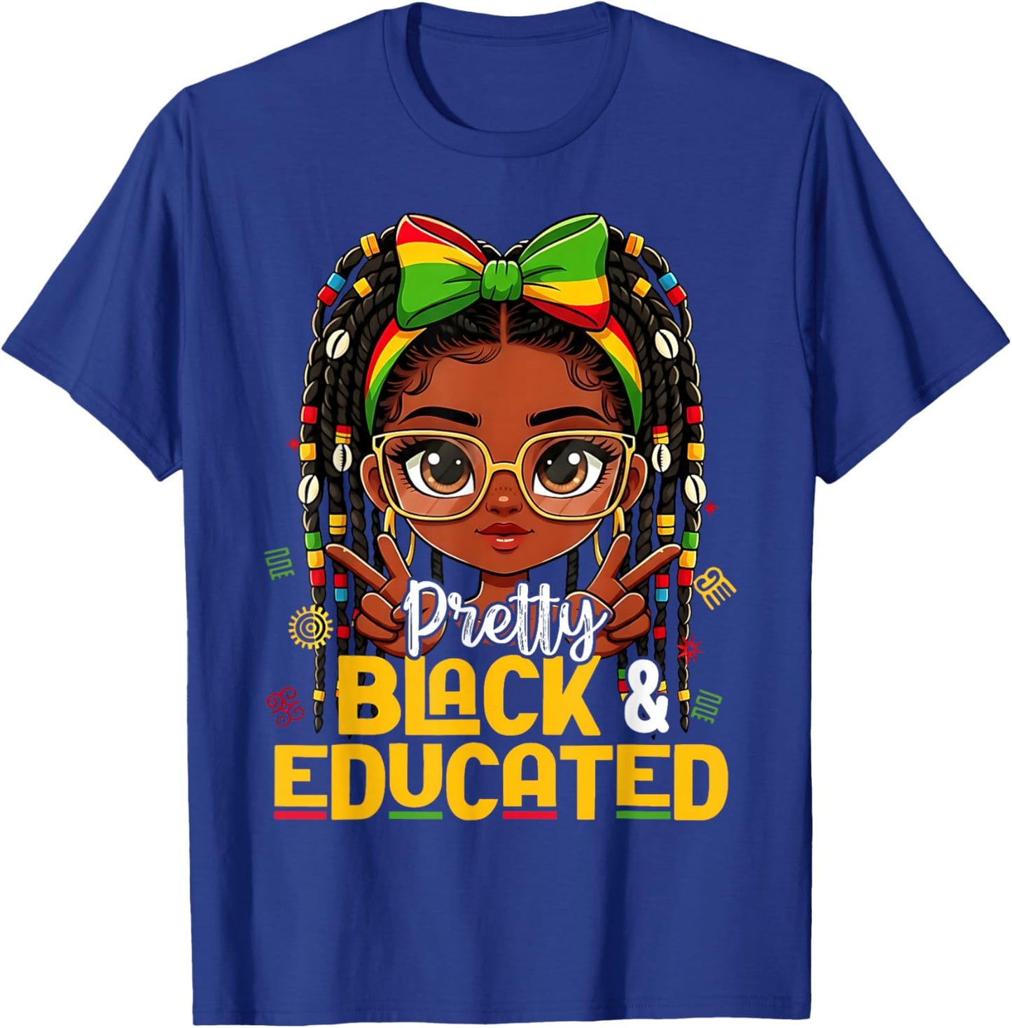 Pretty Black and Educated Black History African American T-Shirt - T-Shirt | Royal
