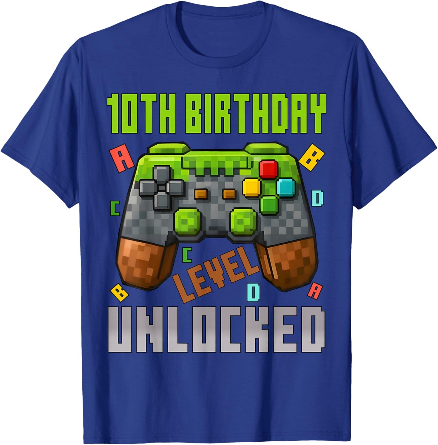 10th Birthday Boy Level 10 Unlocked Birthday Boy 10 Years T-Shirt - T-Shirt | Royal