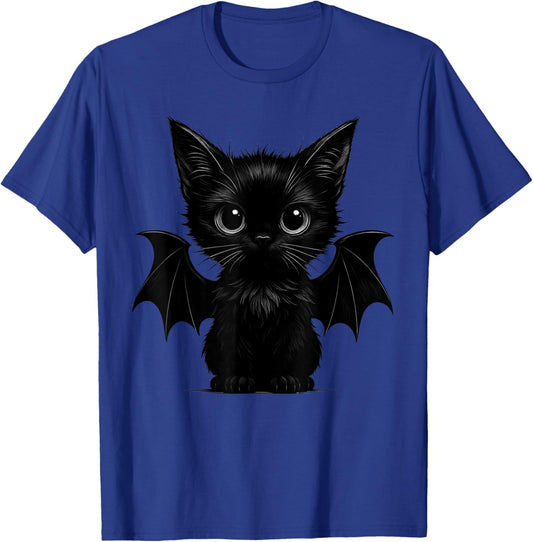 Cute Black Cat Bat Halloween Scary Costume Women Kid T-Shirt - T-Shirt | Royal