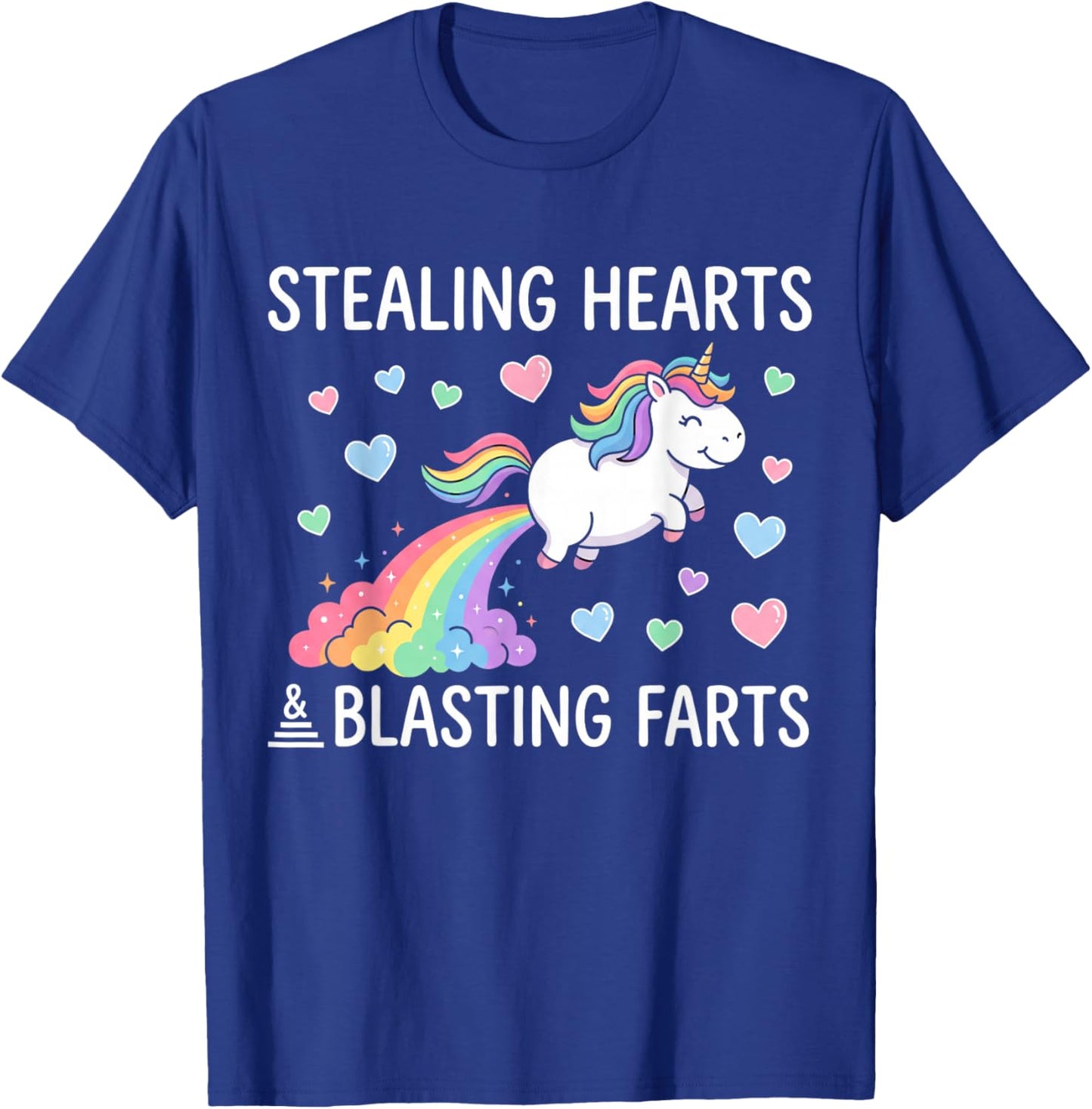 Stealing Hearts Blasting Farts Funny Toddler Unicorn Rainbow T-Shirt - T-Shirt | Royal