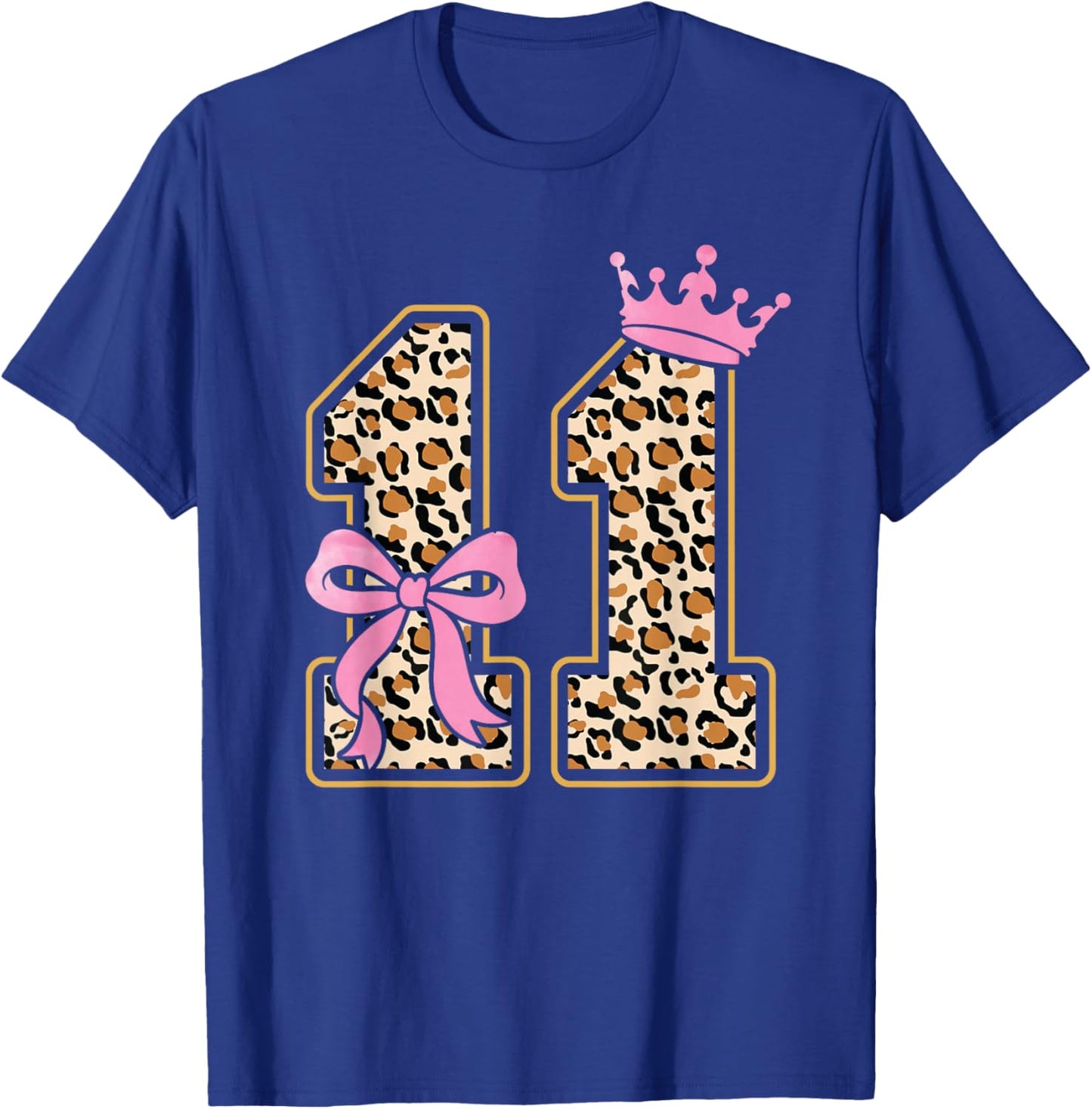 11th Birthday Girl Pink Coquette Bow Leopard 11 Year Old T-Shirt - T-Shirt | Royal