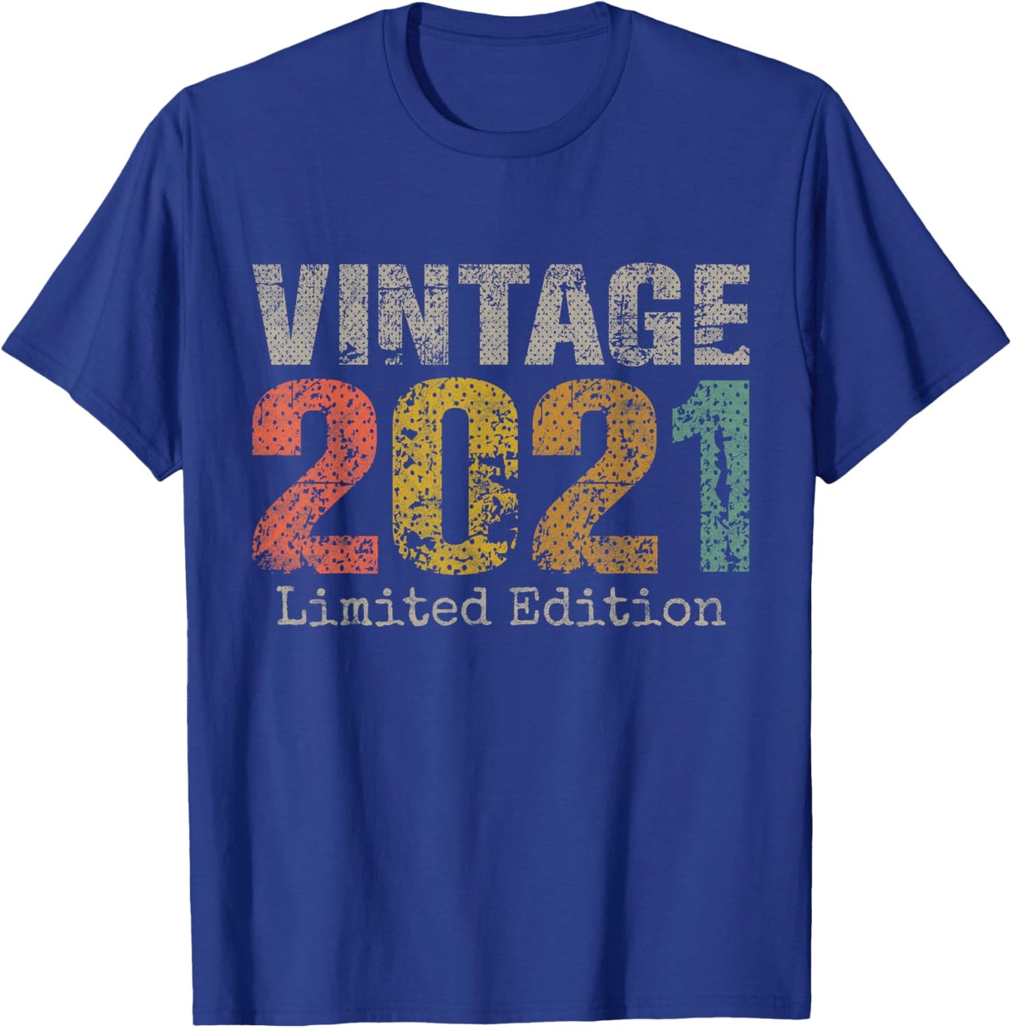 Vintage 2021 Text 5th Birthday Gift Boy Girl 5 Year Old T-Shirt - T-Shirt | Royal