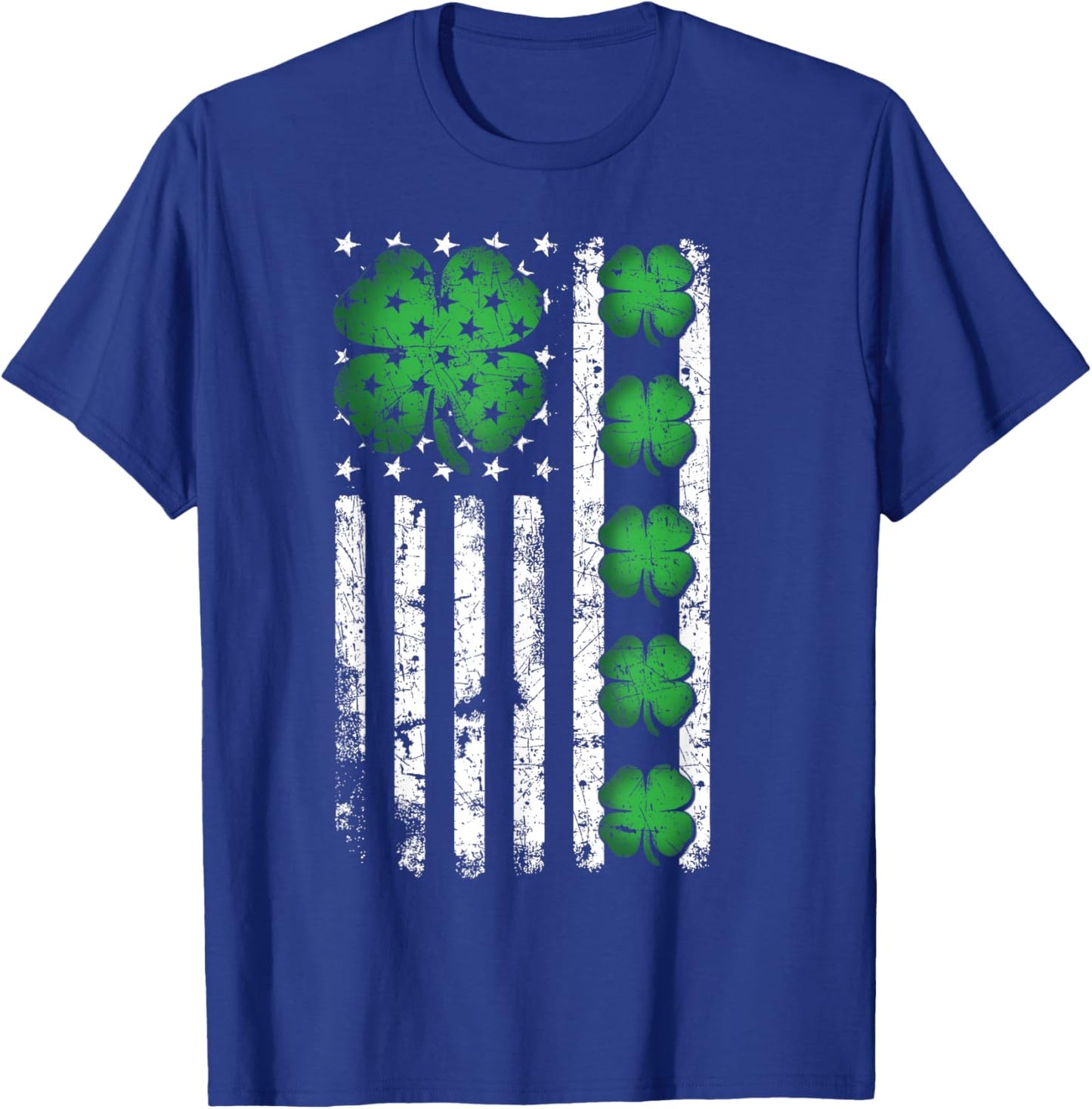 Vintage US American Flag Shamrocks for St Patricks Day 2026 T-Shirt - T-Shirt | Royal