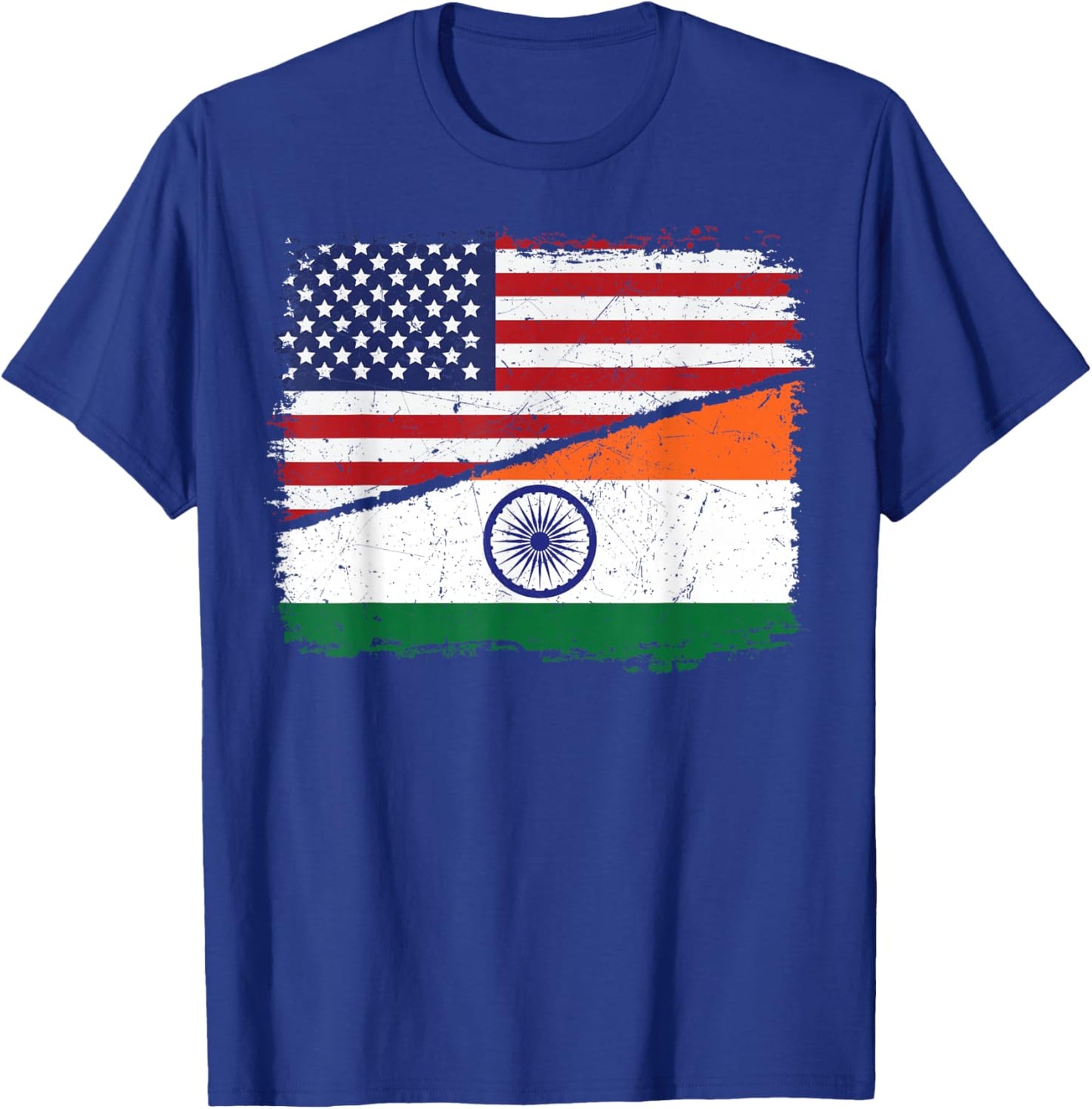 Half American Half Indian USA Flag India Flag Patriotic T-Shirt - T-Shirt | Royal
