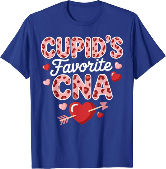 Cupid's Favorite CNA Valentine's Day Heart Nurse Humor T-Shirt - T-Shirt | Royal