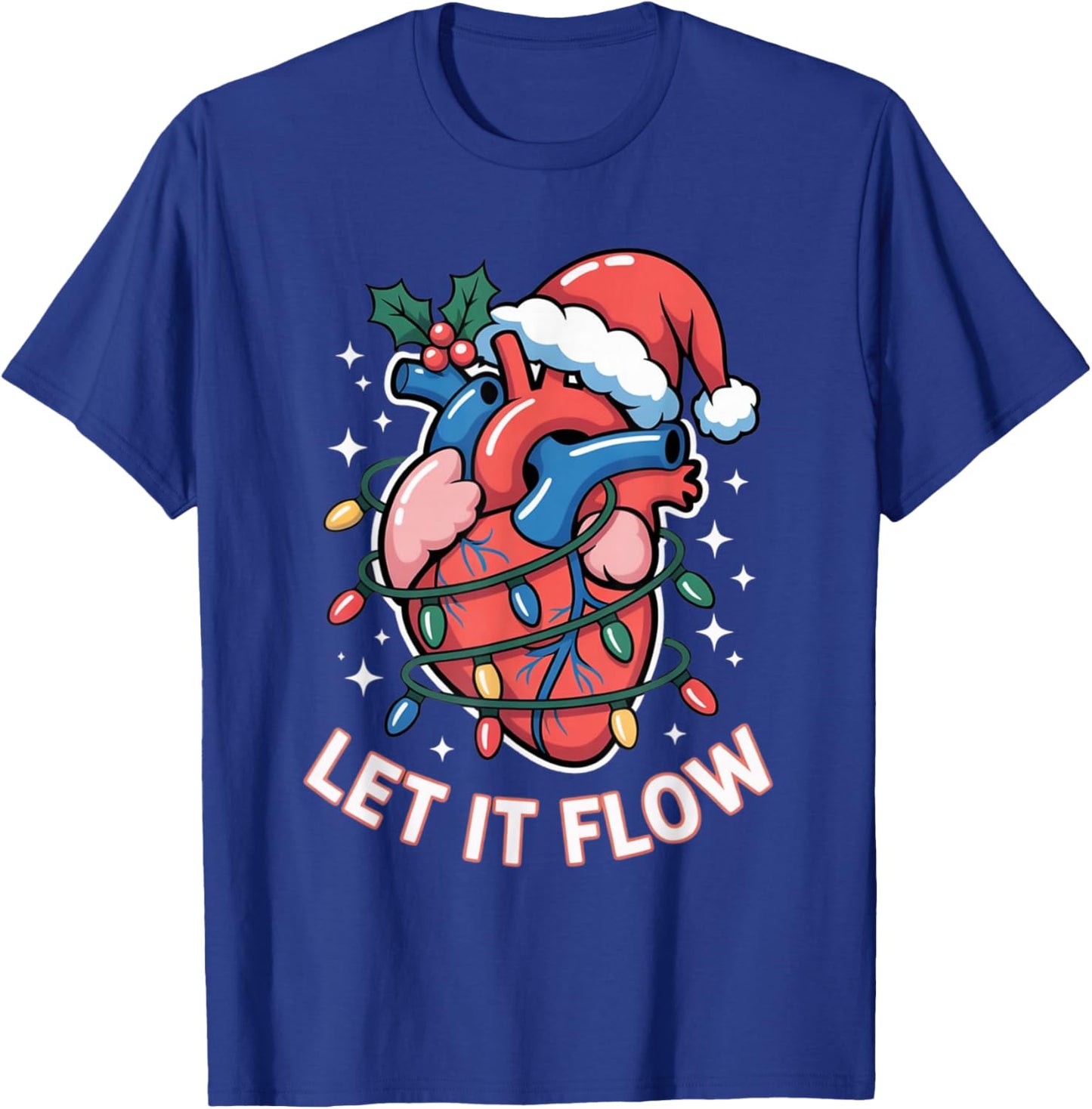Let It Flow Funny Cardiology Christmas Design T-Shirt - T-Shirt | Royal