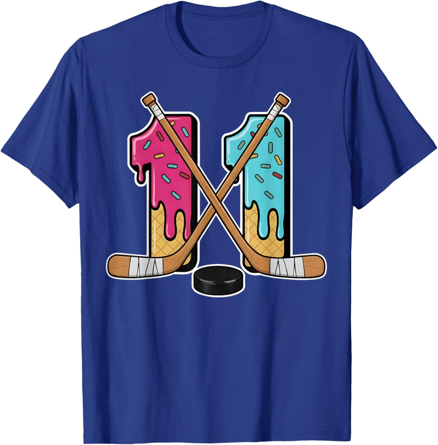 11 Year Old Hockey Ice Cream Drip Youth 11th Birthday Boys T-Shirt - T-Shirt | Royal