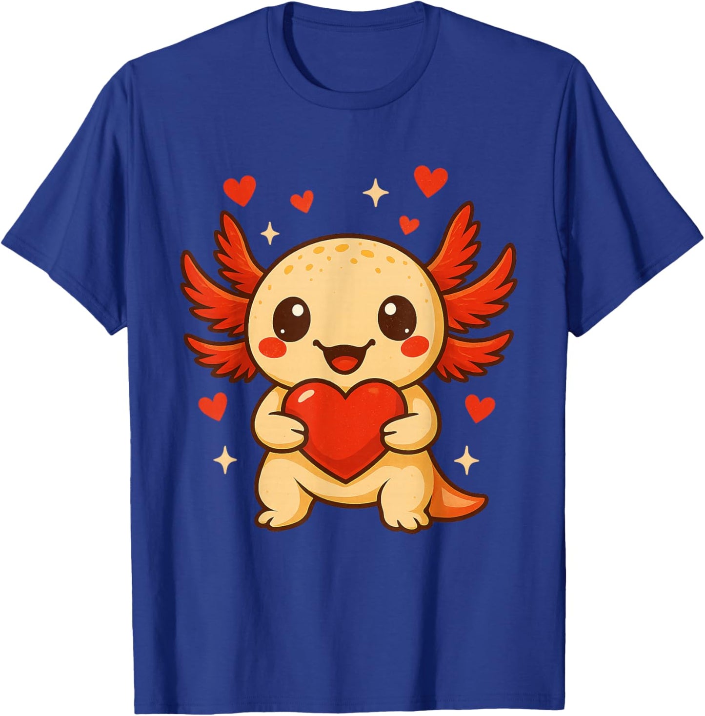 Axolotl Love Heart Valentine's Day Funny Boys Girls Kids T-Shirt - T-Shirt | Royal