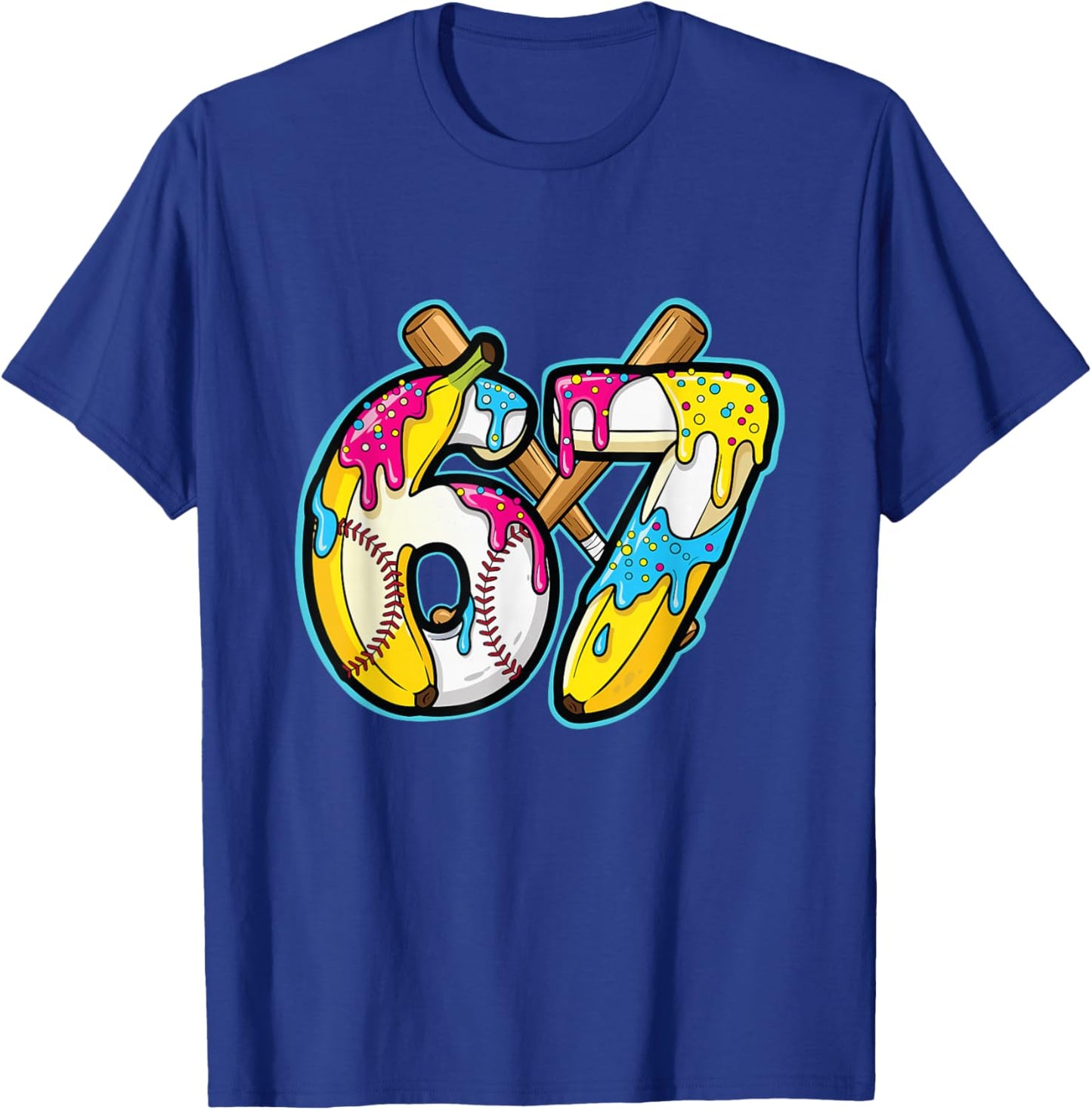 Funny Banana 67 Ice Cream Drip Meme Six Seven Gen Alpha Art T-Shirt - T-Shirt | Royal