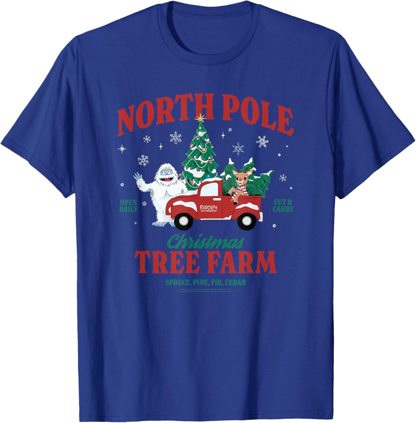 Rudolph North Pole Christmas Tree Farm Vintage Christmas T-Shirt - T-Shirt | Royal