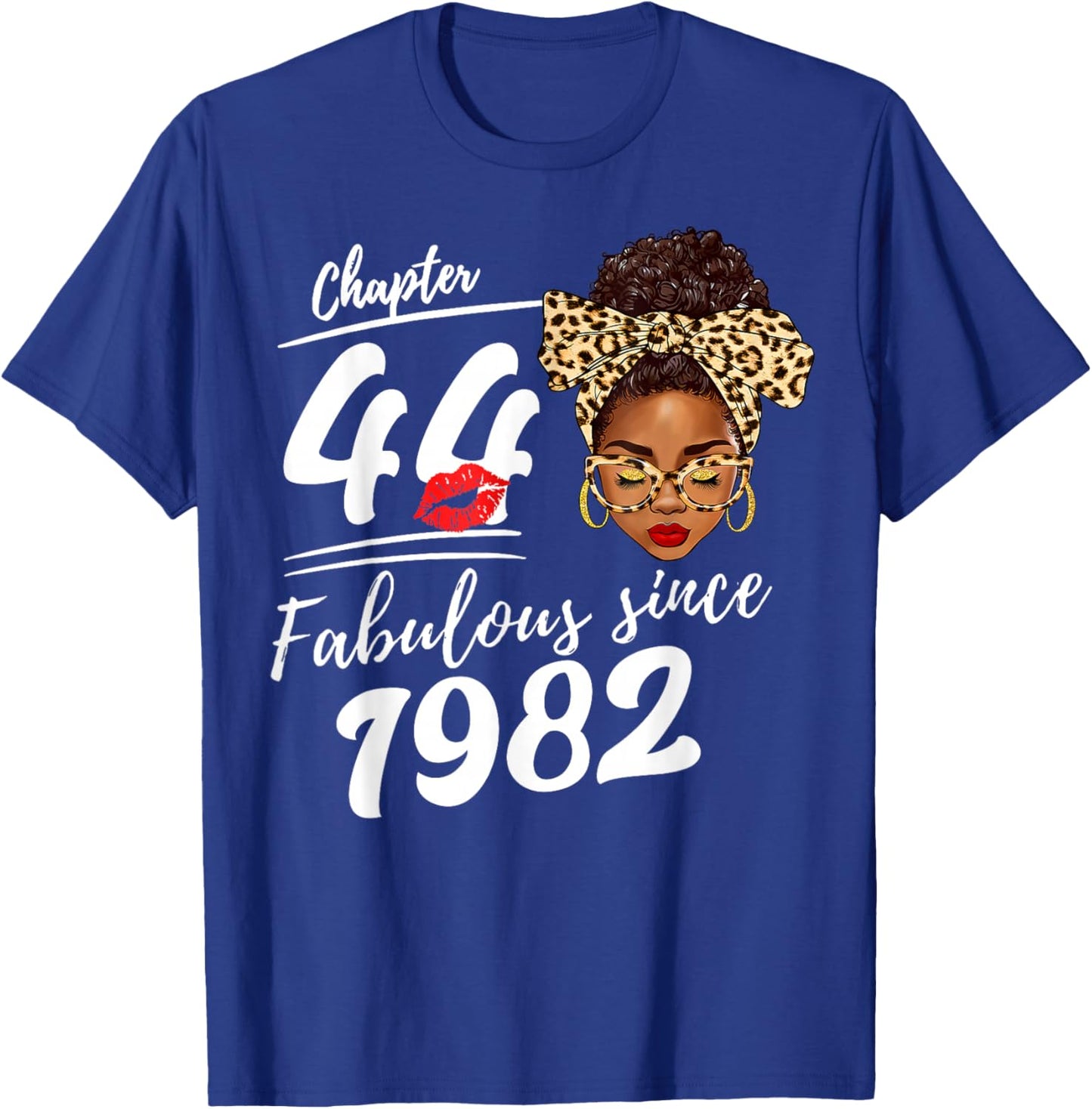 It's My 44th Birthday Black Melanin Afro Queen Leopard Women T-Shirt - T-Shirt | Royal