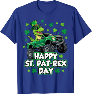 Happy St Pat Trex Day Dino St Patricks Day Toddler Boys T-Shirt - T-Shirt | Royal