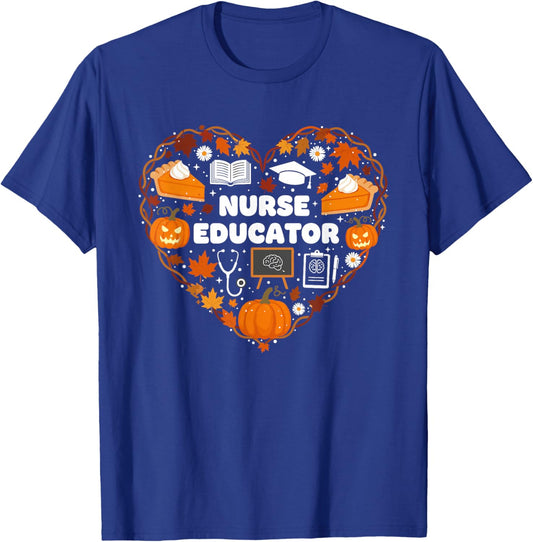 Nurse Educator Heart Autumn Thanksgiving Kids T-Shirt - T-Shirt | Royal
