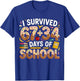 I Survived 67+34 Days of School Teacher 101 Days of School T-Shirt - T-Shirt | Royal