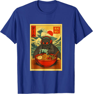 Mothman Crptid Gaming Ramen Ukiyo-e Great Wave Retro Art T-Shirt - T-Shirt | Royal