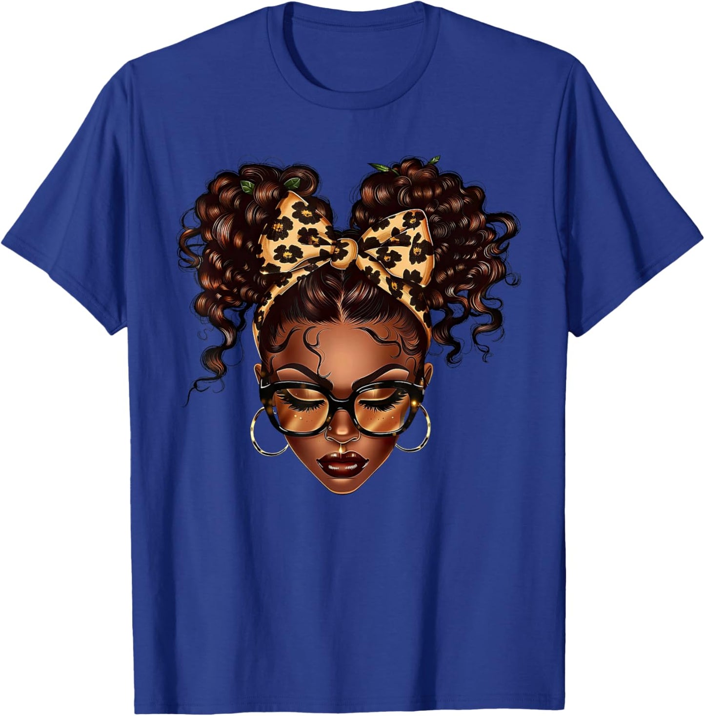Coquette Bow Leopard Queen Black Woman African Black History T-Shirt - T-Shirt | Royal