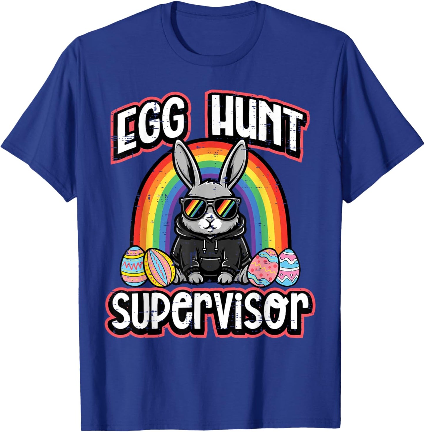Easter Bunny Egg Hunt Supervisor Funny Dad Mom Men Women T-Shirt - T-Shirt | Royal