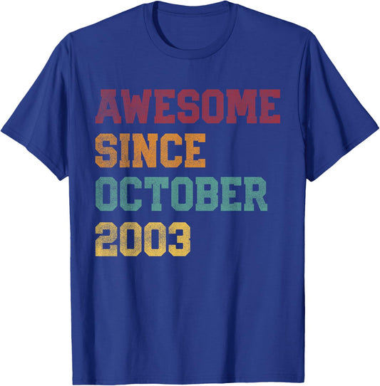 Retro 23rd Birthday 23 Years Old Awesome Since October 2003 T-Shirt - T-Shirt | Royal