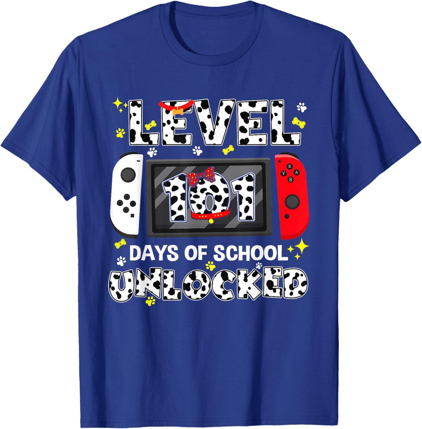 Level Unlocked Game Controller 101 Days School 100 Days T-Shirt - T-Shirt | Royal