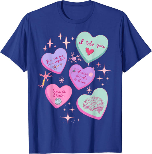 Valentine Neuro Nurse Brain Anatomy Neurology Rn Neurosc T-Shirt - T-Shirt | Royal
