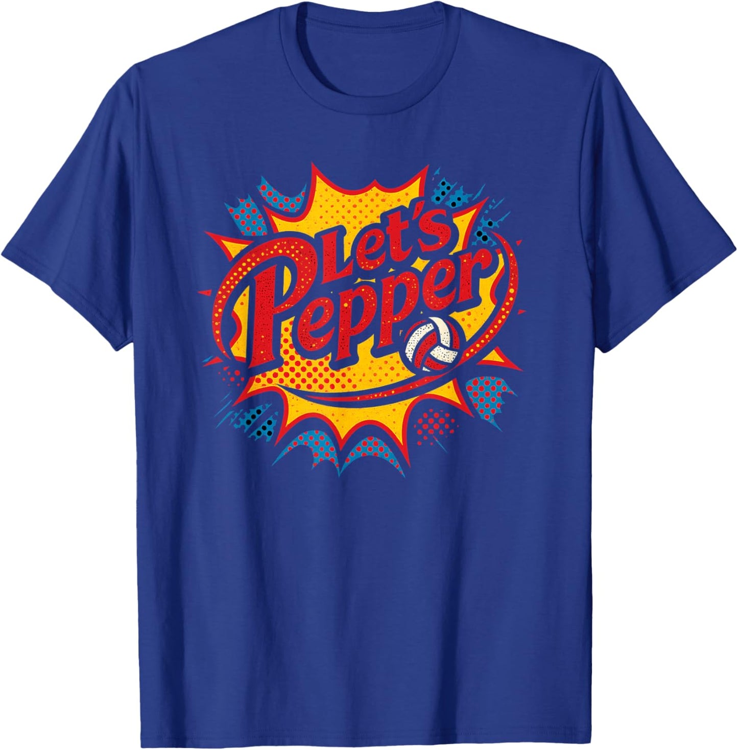 Volleyball Lets Pepper Comic Cute Pop Art Girls Team Play T-Shirt - T-Shirt | Royal
