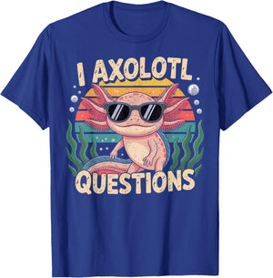 I Axolotl Questions Adults Youth Kids Retro Axolotl T-Shirt - T-Shirt | Royal