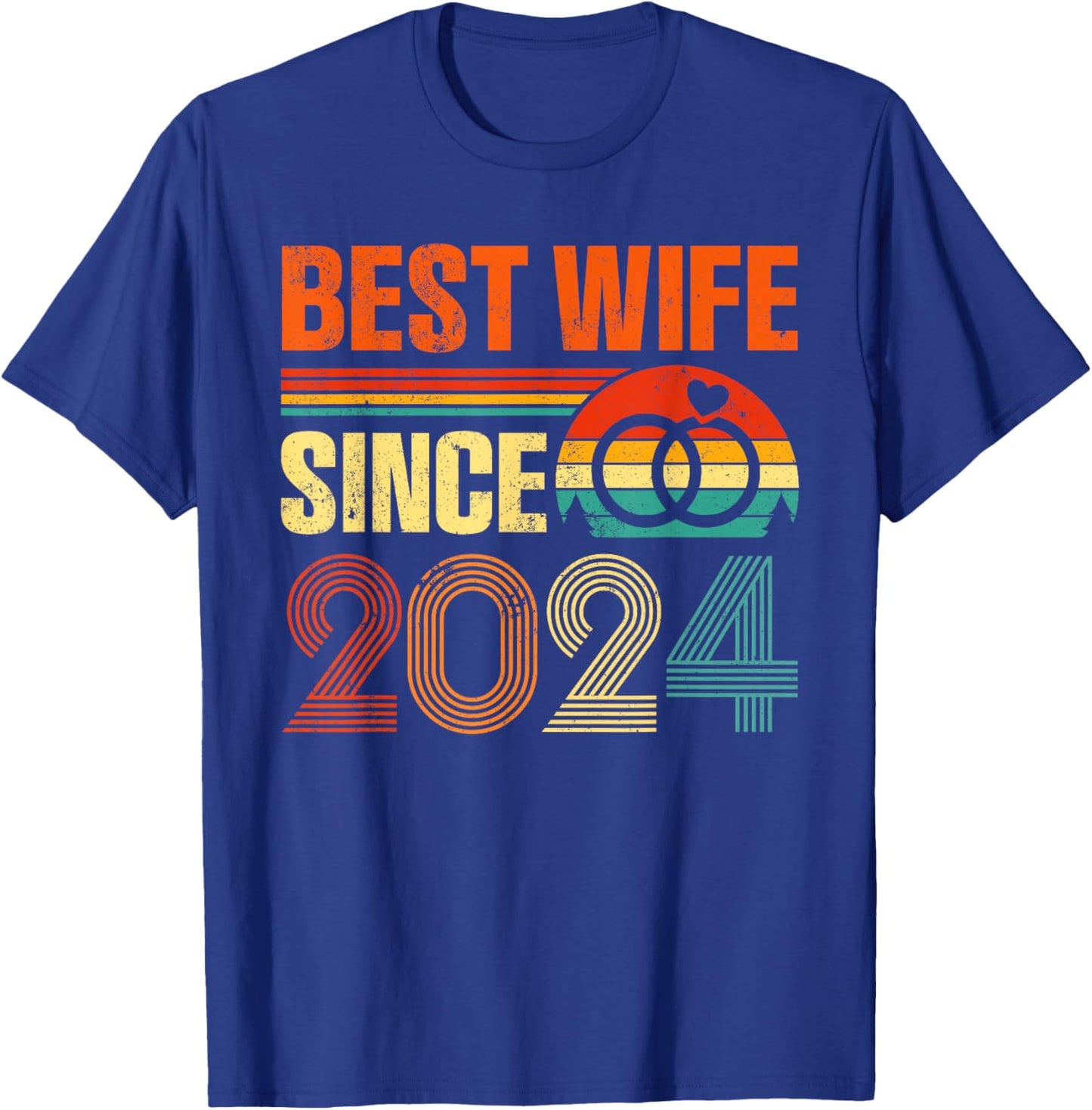 Vintage Distressed Best Wife Since 2024 2nd Anniversary T-Shirt - T-Shirt | Royal