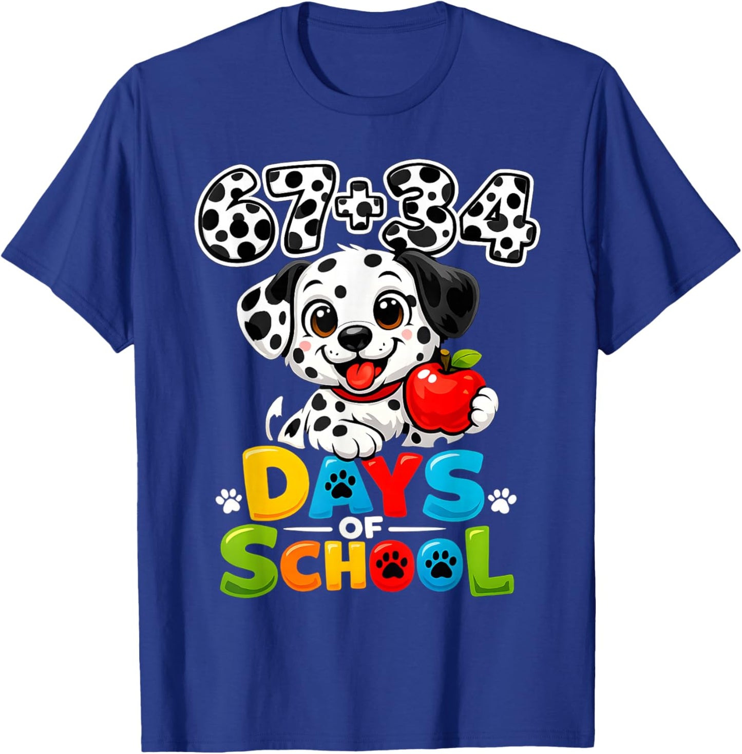 67 34 Days of School Dog 101 Days of School 100th Days Boys T-Shirt - T-Shirt | Royal