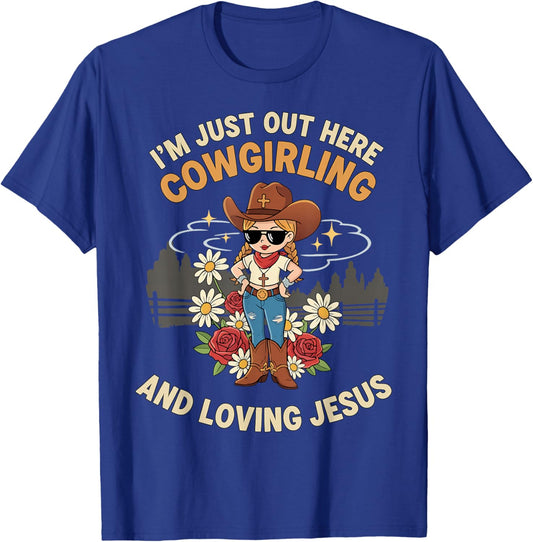 Cute Cowgirl Loves Jesus Christian T-Shirt - T-Shirt | Royal
