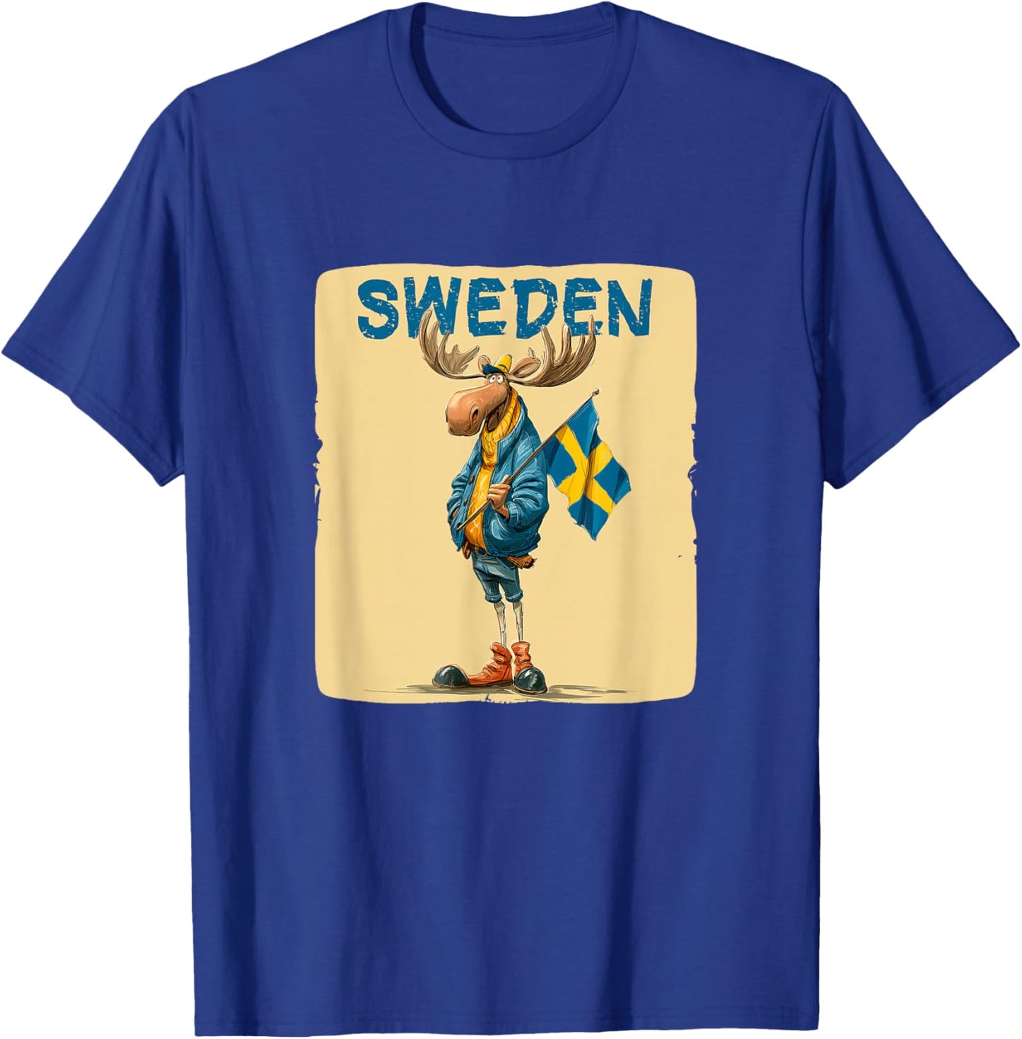 Funny Swedish Moose with Sweden Colors Costume T-Shirt - T-Shirt | Royal