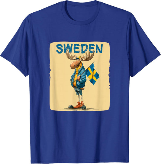 Funny Swedish Moose with Sweden Colors Costume T-Shirt - T-Shirt | Royal