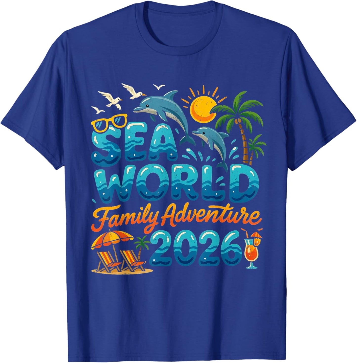 Sea World Family Adventure 2026 Beach Design T-Shirt - T-Shirt | Royal