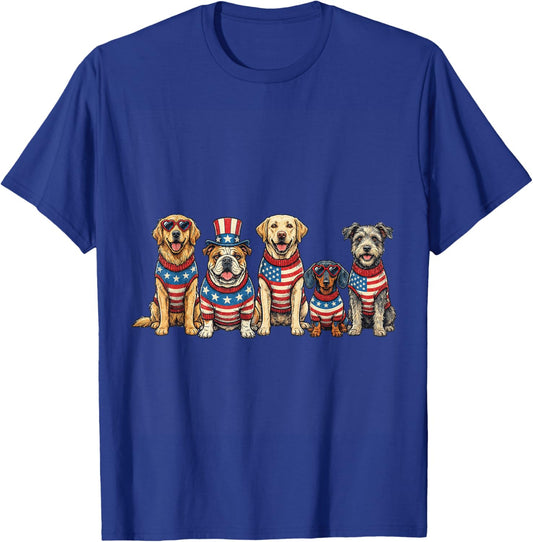 Funny Patriotic Dog Red White & Woof 4th of July Lover T-Shirt - T-Shirt | Royal