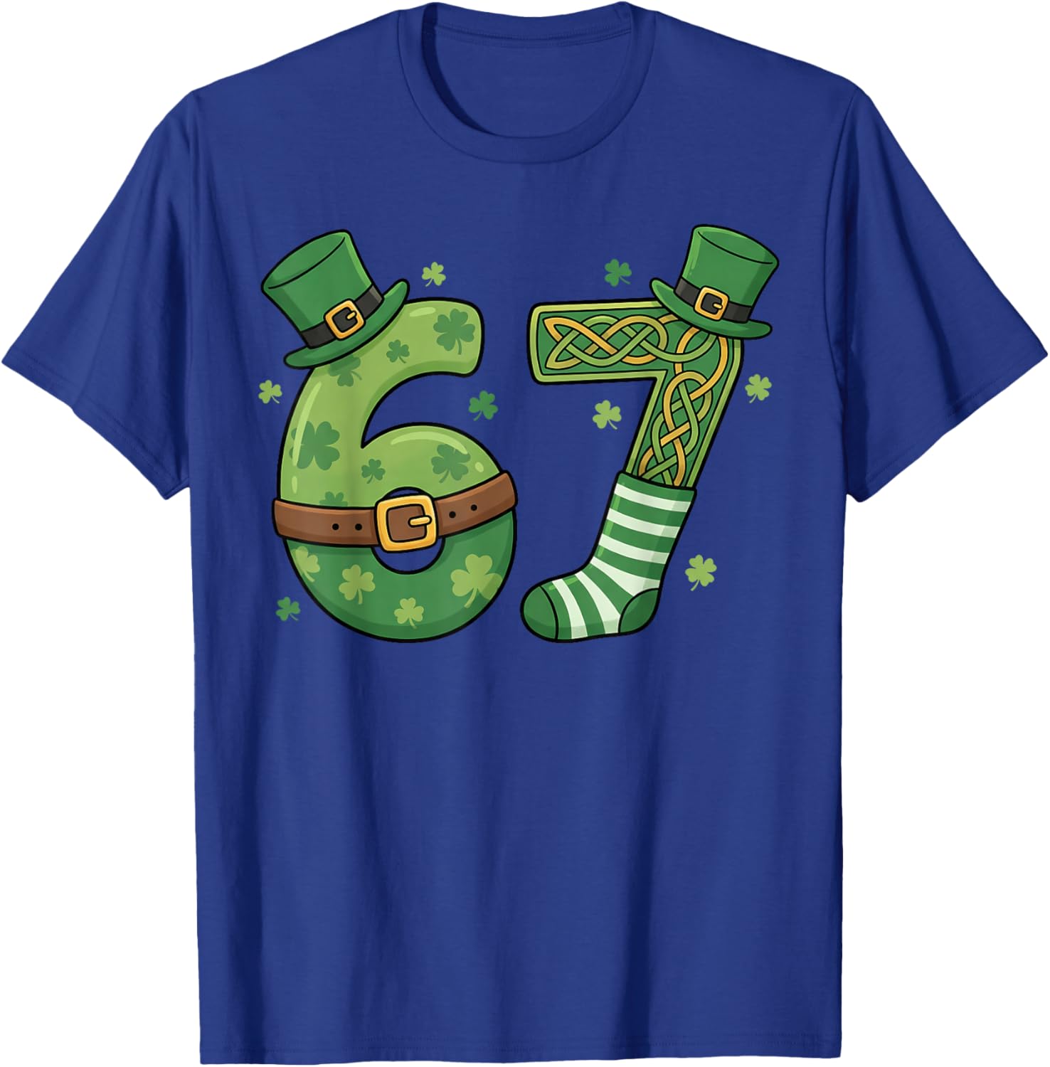 67 Leprechaun Hat 6 7 Viral Meme Funny St Patrick’s Day T-Shirt - T-Shirt | Royal