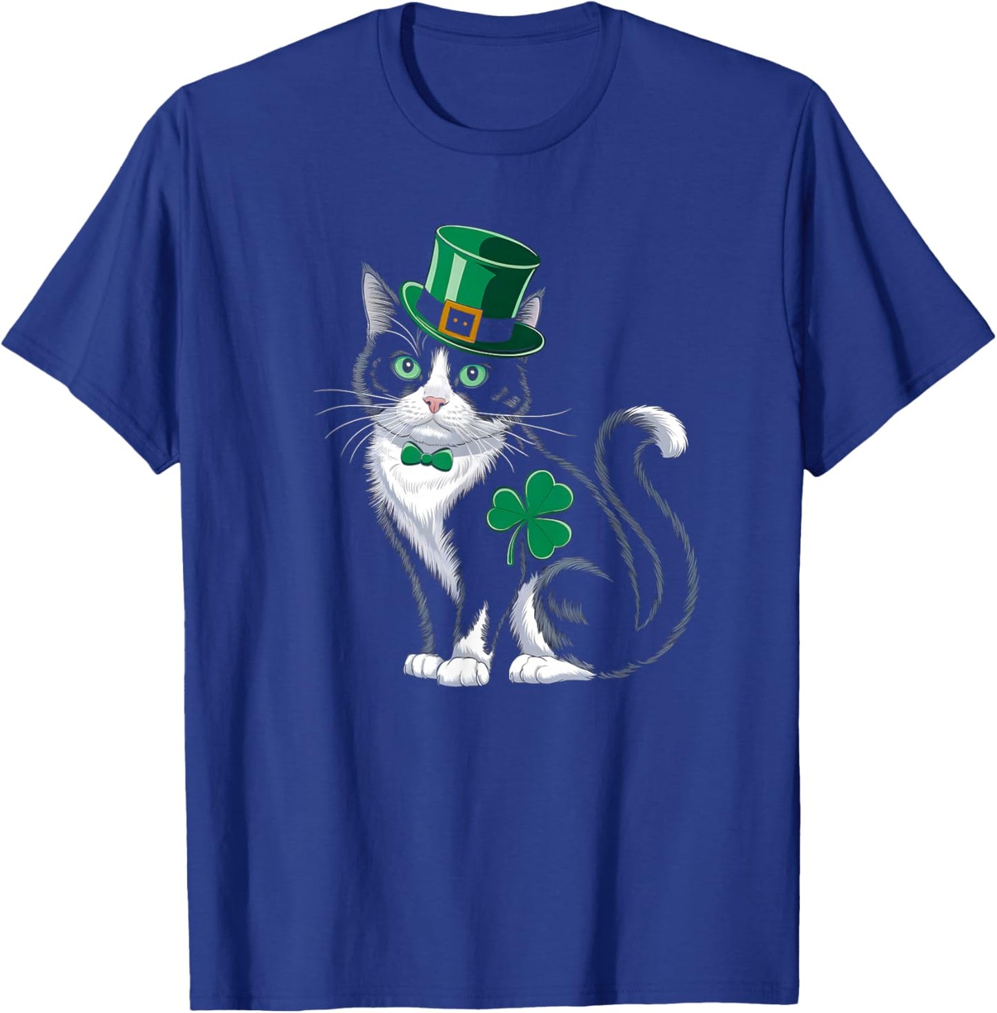 Leprechaun Cat Shamrock St Patricks Day Kitten Pet Lover T-Shirt - T-Shirt | Royal