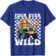 Four Ever Wild 4th Birthday 4 Year Old Birthday Zoo Safari T-Shirt - T-Shirt | Royal