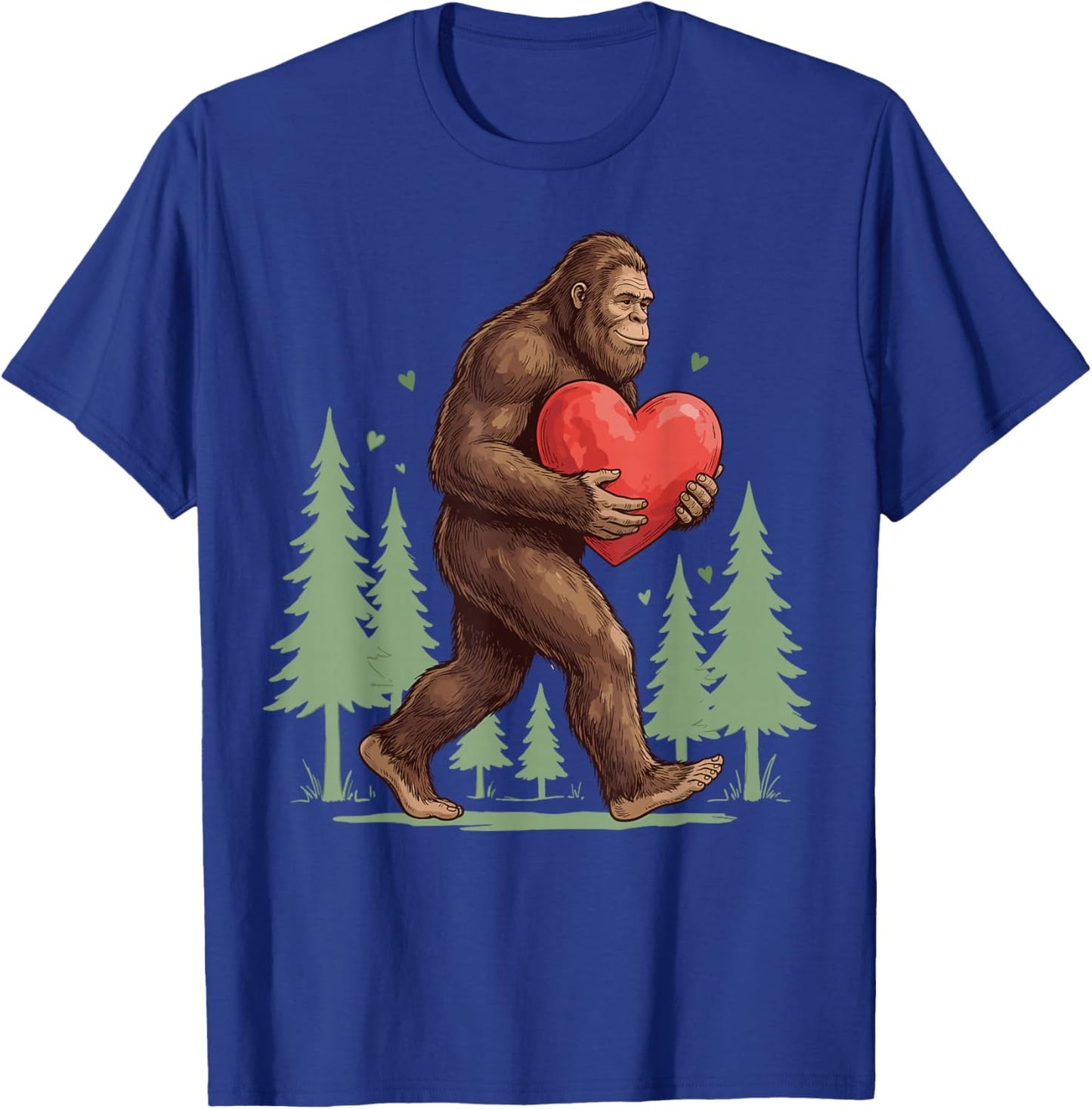 Funny Bigfoot Heart Love Valentines Day Boys Men T-Shirt - T-Shirt | Royal