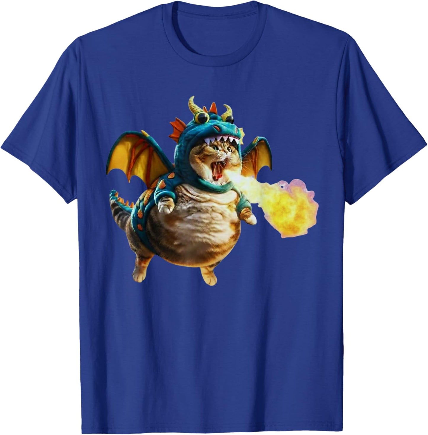 Funny Dragon Cat Costume Fire Breathing Spooky Meme T-Shirt - T-Shirt | Royal