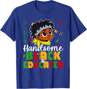 Handsome Black & Educated Black History Month Kids Boys T-Shirt - T-Shirt | Royal