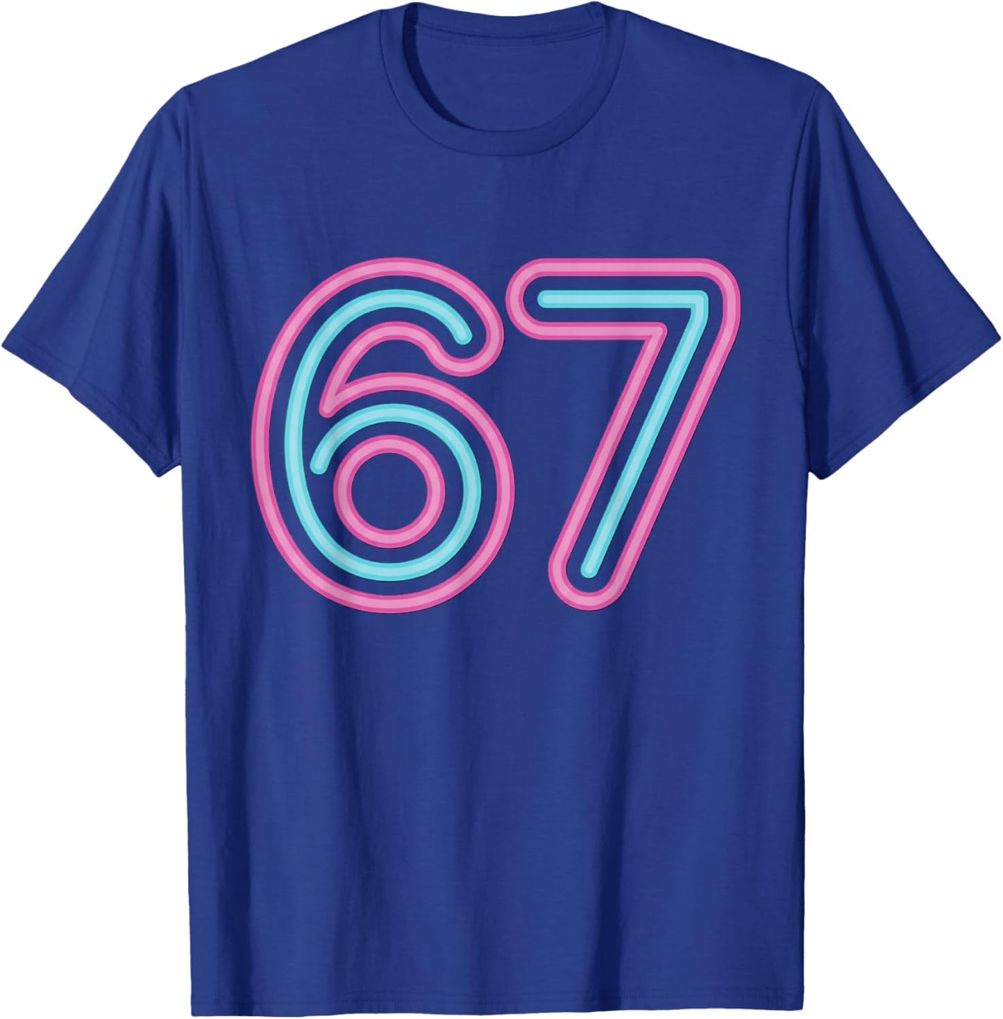 67 Pink and Blue Retro Glow T-Shirt - T-Shirt | Royal