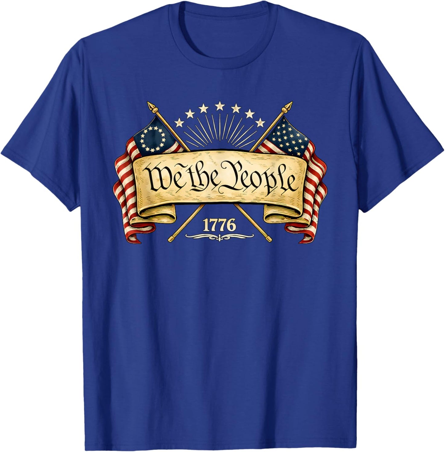 Patriotic Two Flags 1776 2026 We The People T-Shirt - T-Shirt | Royal