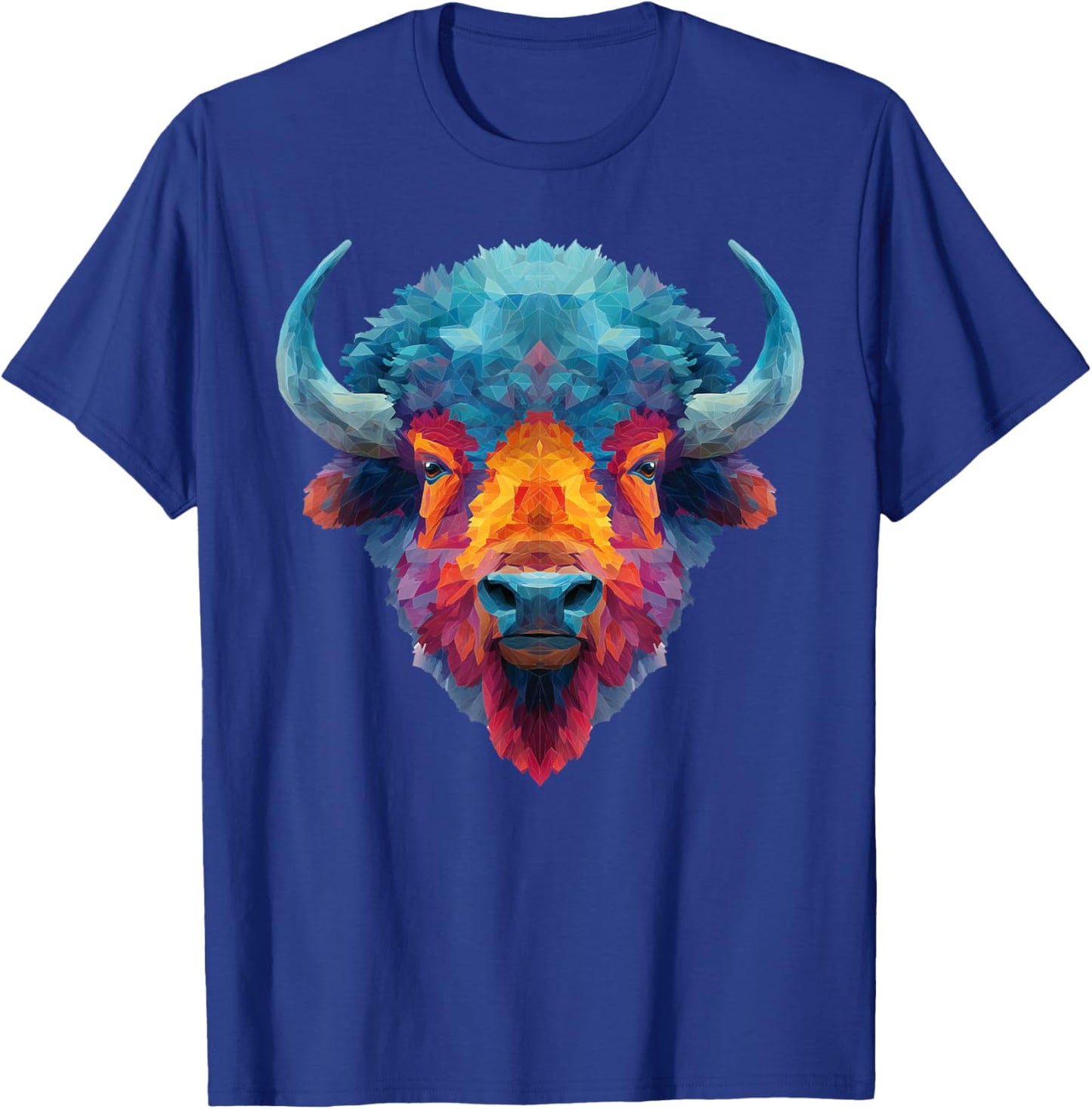 Bison Buffalo Colorful Art Graphic T-Shirt - T-Shirt | Royal