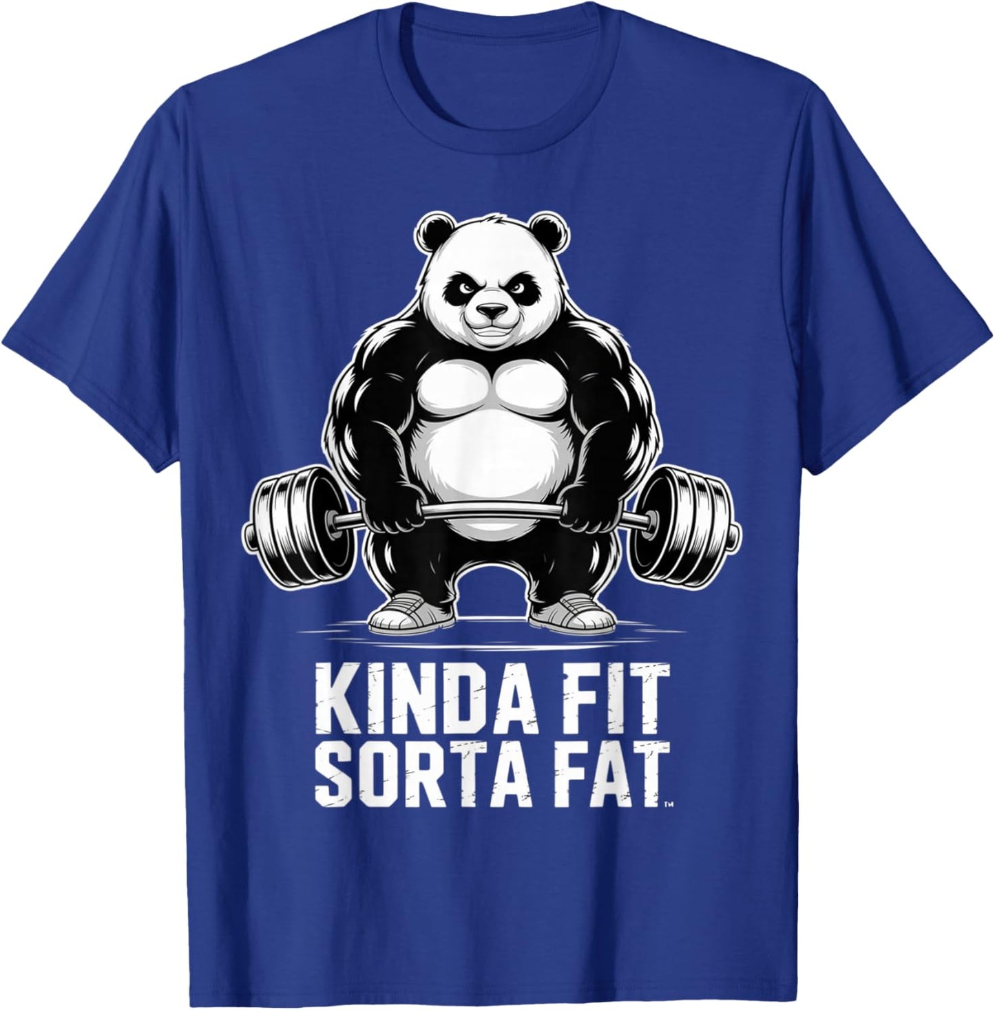 Kinda Fit Sorta Fat Funny Gym Panda Workout Weightlifting T-Shirt - T-Shirt | Royal