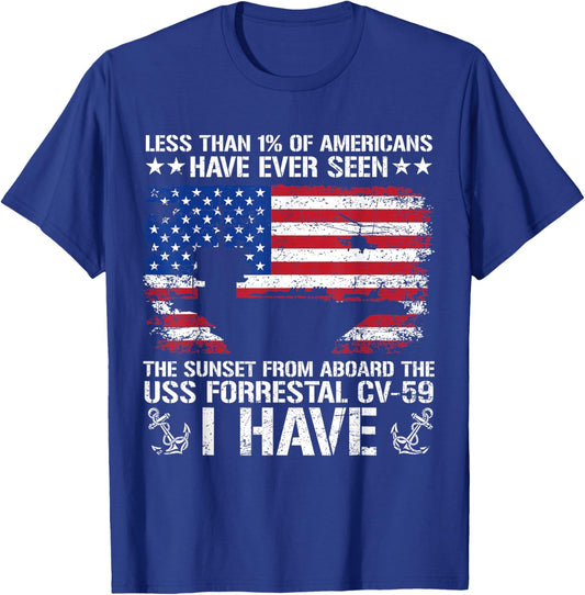 Have You Ever Seen Sunset from Aboard USS Forrestal CV-59 T-Shirt - T-Shirt | Royal