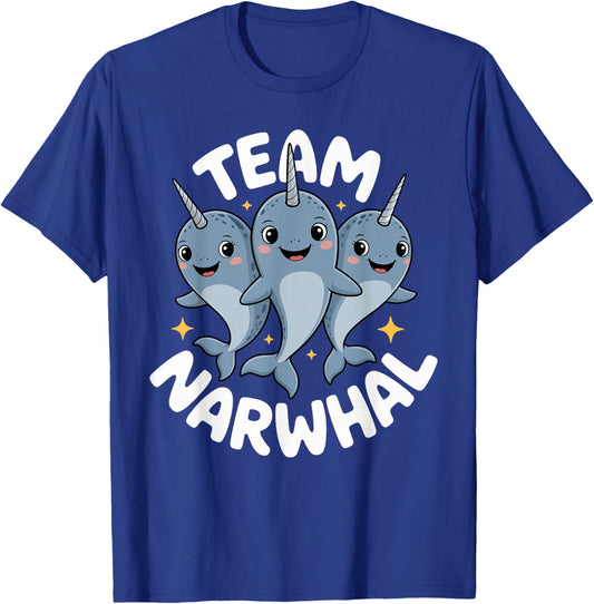 Whale Retro Vivid Sweet Cool Vibrant ICY Northern Narwhal T-Shirt - T-Shirt | Royal