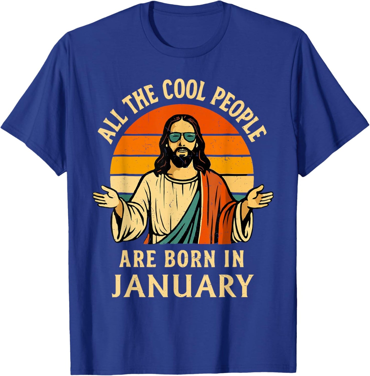 Vintage Cool People are Born in January Christian Birthday T-Shirt - T-Shirt | Royal