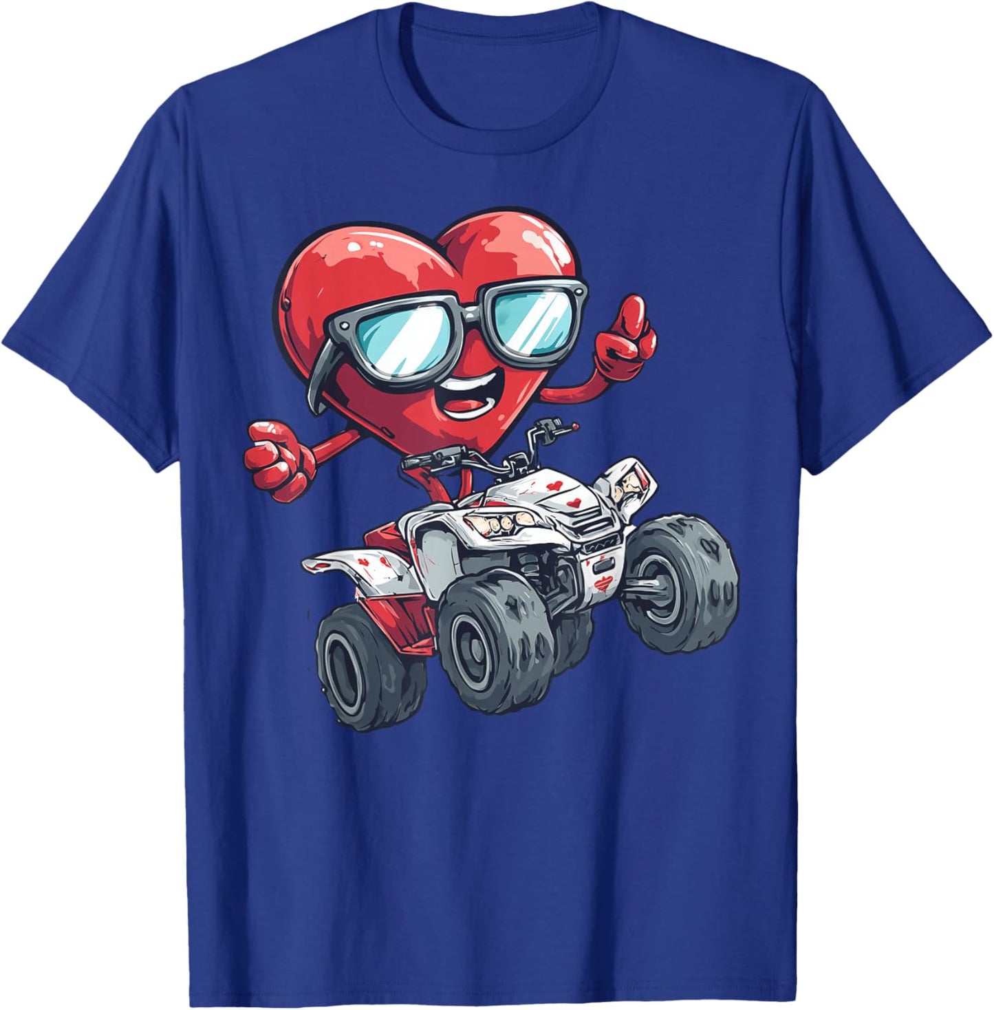 ATV Heart Quad 4 Wheeler Valentine's Day Sunglasses T-Shirt - T-Shirt | Royal